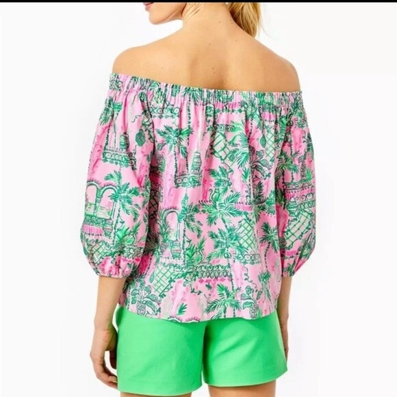 Lilly Pulitzer Winifred Off-The-Shoulder Top Mandevilla Baby Always Worth Size S - Picture 2 of 14
